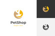 cat dog pet care logo icon design with circle shape animal store logo symbol vector illustration