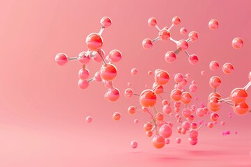Poster - A bunch of pink and white balls floating in the air. Suitable for various design projects