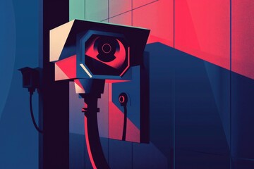 Poster - Surveillance camera mounted on building. Use for security concept
