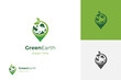 nature green earth leaf logo icon design with pin map graphic element, symbol, sign for green Earth Day place concept logo template
