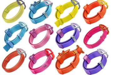 Poster - Vibrant assortment of rings on a clean white background. Ideal for fashion or jewelry concept