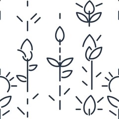 Poster - Simple line drawing of flowers and leaves on a white background, suitable for various design projects