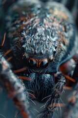 Poster - Detailed image of a spider on a tree branch. Suitable for nature and wildlife themes