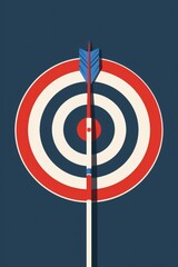Poster - Red, white, and blue target with an arrow. Suitable for business and marketing concepts