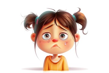 Poster - A cartoon girl with a sad expression, suitable for various projects