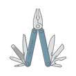 Vector image of a multitool with the words 