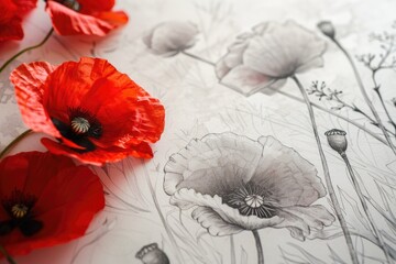 Poster - Close up of red flowers on a table. Suitable for various design projects