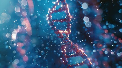 Aufkleber - Detailed image of double strand DNA on blue backdrop. Suitable for scientific and medical projects