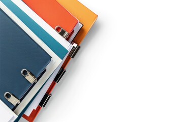 Wall Mural - A stack of binders sitting on top of each other. Suitable for office and organization concepts