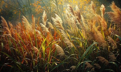 Wall Mural - Autumn grasses in Novembe