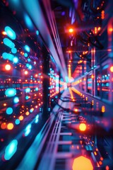 Poster - A room filled with vibrant, colorful lights. Perfect for adding a festive touch to any project