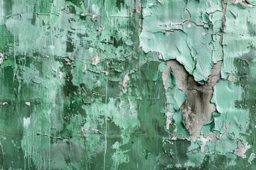 Poster - A textured green wall with peeling paint. Suitable for backgrounds or texture overlays