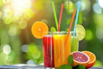 Poster - Two glasses filled with various colored drinks, perfect for party invitations