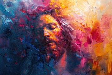Aufkleber - Realistic painting of a man with a beard, suitable for various projects