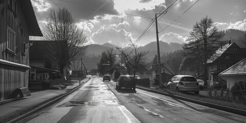 Aufkleber - Monochrome image of a city street, suitable for urban themes