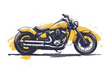 Aufkleber - A drawing of a motorcycle on a plain white background. Suitable for various design projects