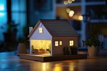 Aufkleber - Small house model displayed on a table, perfect for real estate concepts