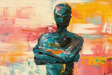 Poster - A man standing confidently with his arms crossed. Suitable for business or leadership concepts