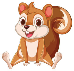 Sticker - Vector illustration of a cute, smiling squirrel