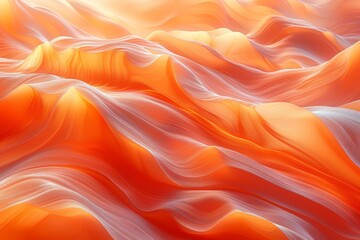Poster - A digitally created orange fabric landscape mimicking flowing hills and valleys with a silk-like texture