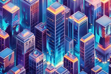 Poster - A stunning aerial view of a city at night. Perfect for urban landscapes projects
