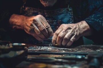 Poster - Close up of a person working on metal, suitable for industrial concepts