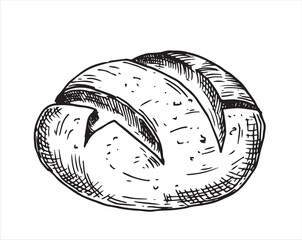 Wall Mural - loaf of bread, vector drawing in sketch style.