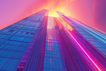 Poster - Modern skyscraper with numerous windows, suitable for architectural projects