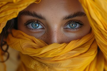 Poster - High-resolution image highlighting the intricate texture and vibrant color of luxurious yellow fabric