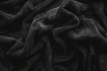 Poster - Close up of a black cloth on a table. Suitable for textile or interior design concepts
