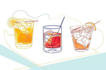 Poster - Glasses with drinks on a table, perfect for hospitality industry