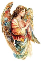 Aufkleber - Beautiful watercolor painting of an angel tenderly holding a bird. Perfect for inspirational projects