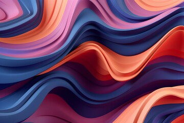 Aufkleber - 3d illustration of a  colorful   stripes . Geometric stripes similar to waves. Abstract   glowing crossing lines pattern, generated by AI.