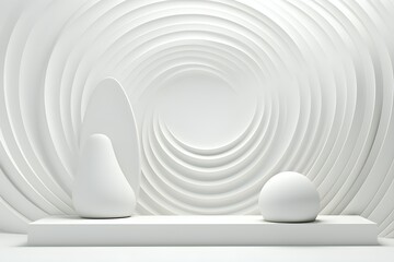 Poster - white shapes. abstract geometric composition. modern fashionable design. 3d rendering illustration, 