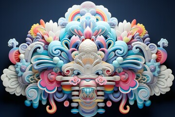 Poster - dynamic abctract pattern. colorful geomatric line background. 3d illustration , generated by ai