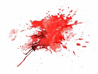 Wall Mural - A red splatter of paint on a white background. The splatter is large and covers a significant portion of the background. The red color is bold and intense, creating a sense of chaos and disorder