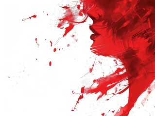 Wall Mural - a red splash of paint on a white background. the splash is of a woman's face, with red lips and a re