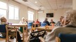 © DMegias - Elderly men and women sitting in nursing home canteen