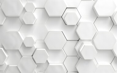 Poster - 3d white background with hexagon pattern, white color, simple design, white gradient background, high resolution, high quality, high detail, high definition 
