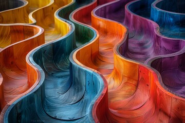 Poster - An eye-catching image featuring waves of multiple colors that seamlessly blend into each other