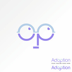 Poster - Logo design graphic concept creative vector premium stock icon letter initial OP font love symbol eye glasses happy face Related monogram beauty brand