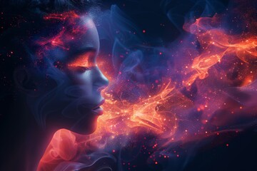 Poster - A radiant depiction of cosmic energy with vivid colors and dynamic movement, creating an otherworldly visual experience