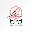 Logo design graphic concept creative vector premium stock abstract emblem circle unique line art out bird on stalk Related to freedom creative drawing