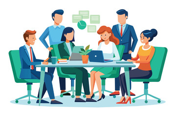 Poster - A team of professionals discussing in a modern office setting. Ai generated