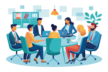 Poster - A team of professionals discussing in a modern office setting. Ai generated