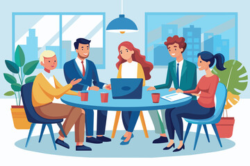 Poster - A team of professionals discussing in a modern office setting. Ai generated