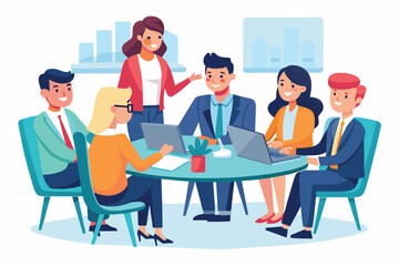 Poster - A team of professionals discussing in a modern office setting. Ai generated