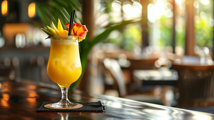 Wall Mural - Refreshing Orange Juice With Pineapple Garnish