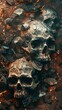 Three Skulls in Ashes with Stones.