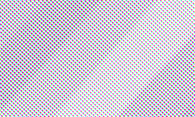 Vector Color Halftone Dots Pattern Retro Pop Art Comic Print Close Up Wallpaper Overlay Texture on White Background